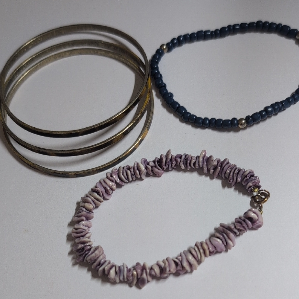 Purple and Silver Chunky Beaded Bracelet